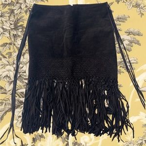 Vintage 90s Bebe suede fringe midi skirt